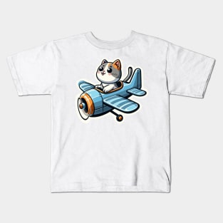 kitty on an airplane Kids T-Shirt